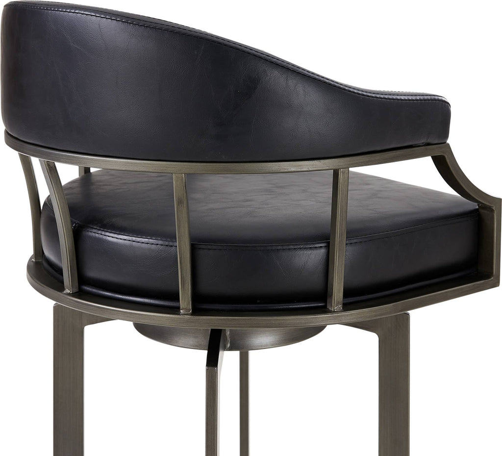 Mineral and Black Faux Leather Swivel Bar Stool H1027