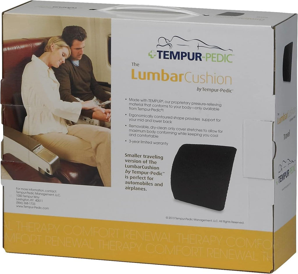 Black Travel Lumbar Cushion with Fabric Cover V7678