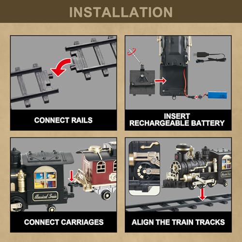 Remote Control Steam Locomotive Toy Train with Smoke, Lights, Sound & Tracks C83623