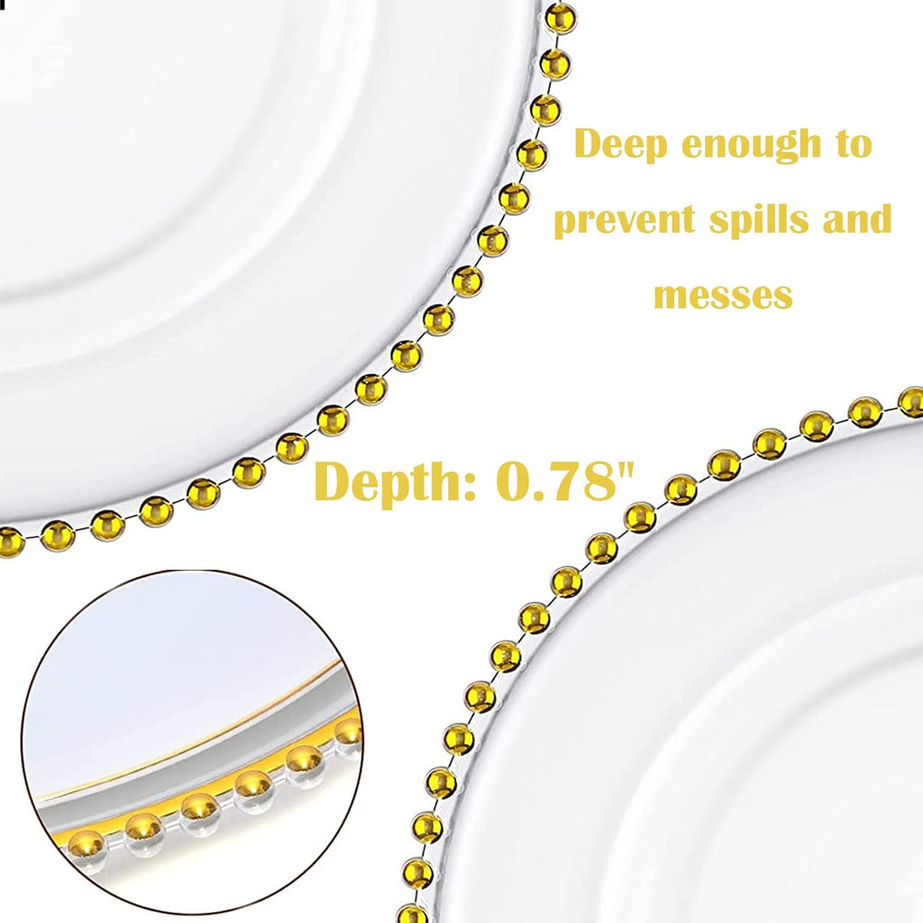 6 Pcs Clear Acrylic Charger Plates with Gold Bead I418