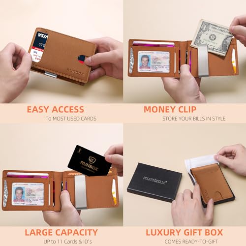 Slim Leather RFID Blocking Bifold Wallet B4763