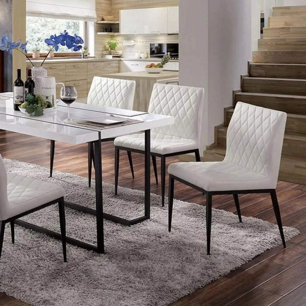 White & Black 7pcs Dining Room Set S635