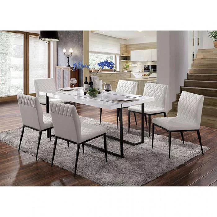 White & Black 7pcs Dining Room Set S635