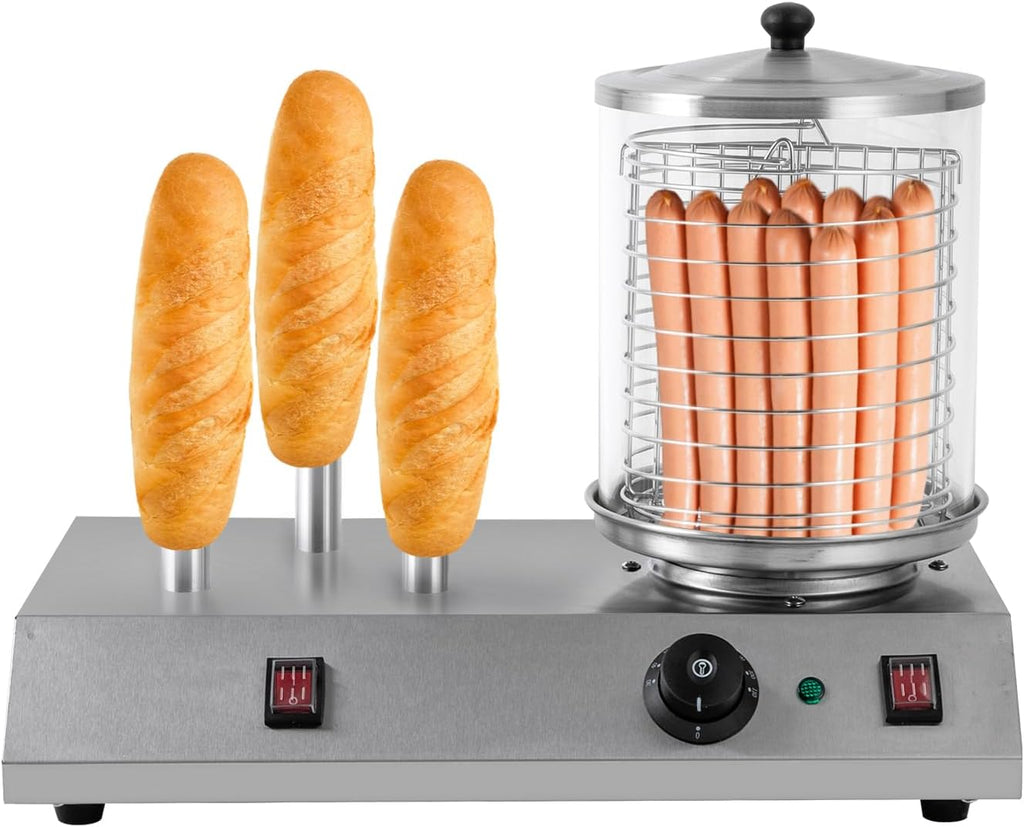 Electric Hot Dog Steamer & Bun Warmer Stainless Steel Portable Commercial 86-230℉ 19.72x10.94x14.57in U903959
