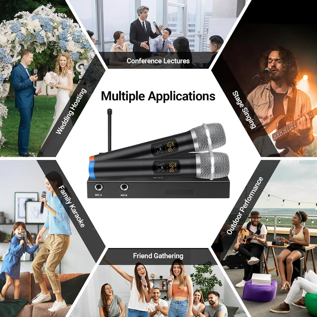Wireless Karaoke Microphone System with 16 Channels UHF Microphone H51565