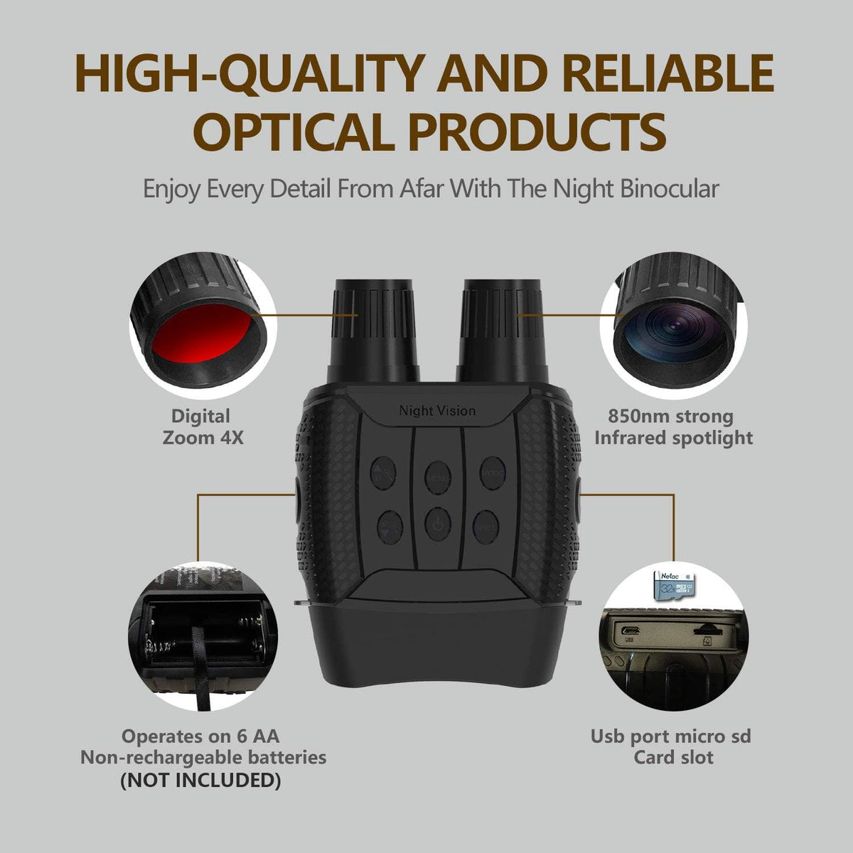 Night Vision Goggles Digital Binoculars Infrared 960P Water-Resistant P801