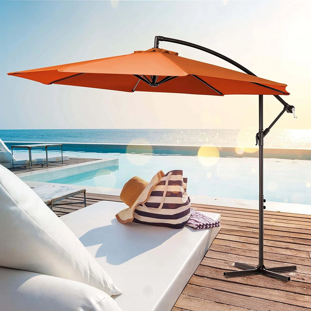 10ft Offset Hanging Cantilever Patio Umbrella Navy Blue Q347