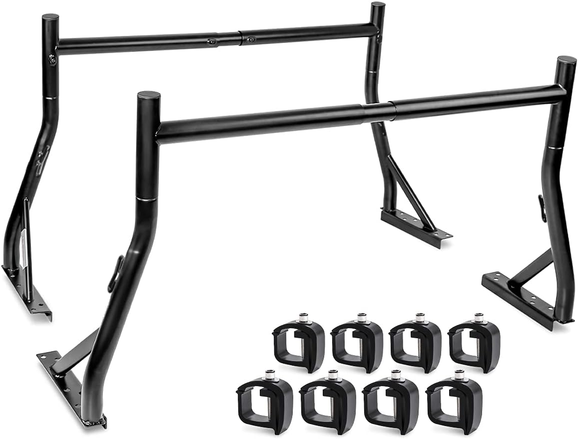 Extendable Steel Pick-Up Truck Ladder Rack Two-bar Set - White K92816