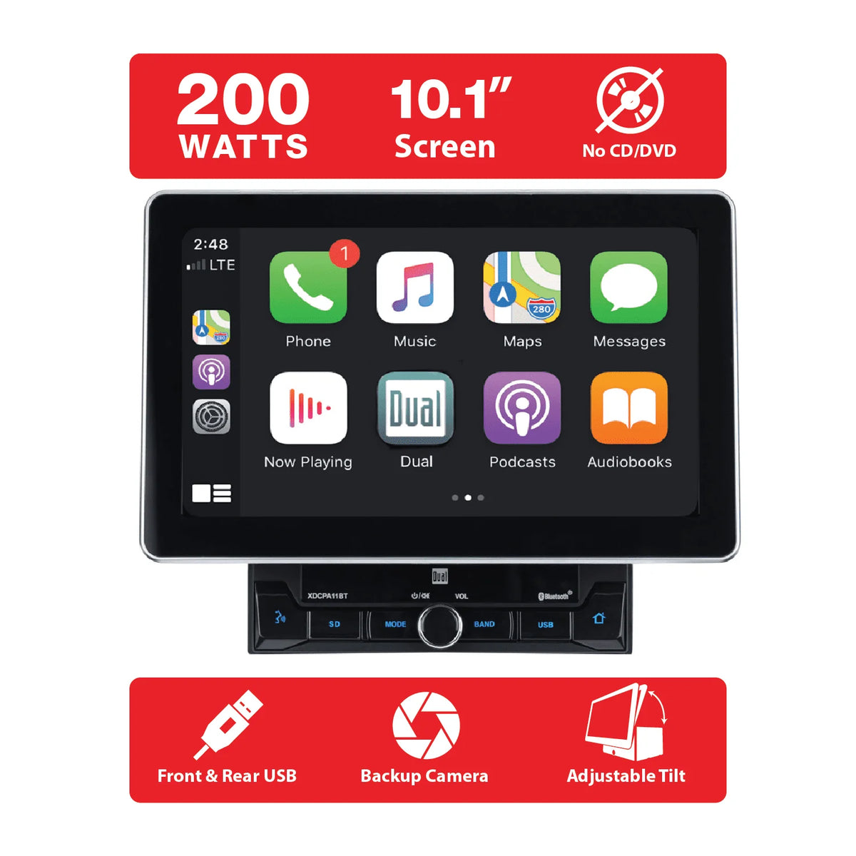 10.1 Double DIN Car Stereo with Apple CarPlay Android Auto C368026