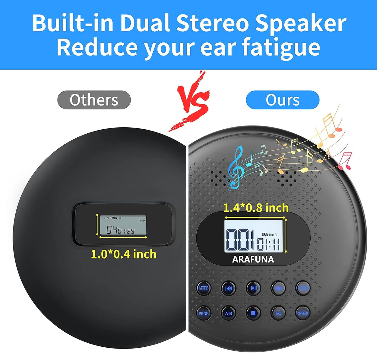 Portable CD Player with Dual Stereo Speakers and Anti-Skip Protection S105956
