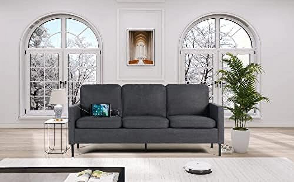 72" W Fabric 3 Seater Couch with 2 USB I710926