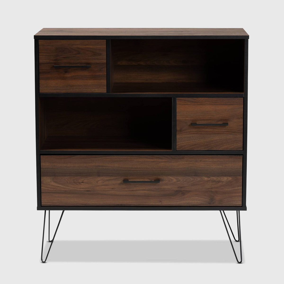 Walnut Brown 1-Drawer Wood Bookcase J810241