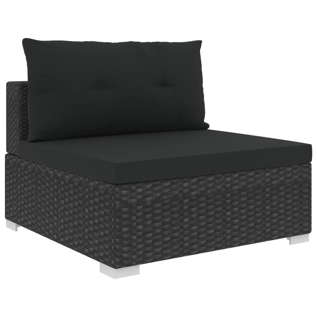 10 Piece Black Poly Rattan Outdoor Sectional Sofa Set Y29031