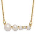 14k Yellow Gold Pearl and Diamond Necklace 17inch B243
