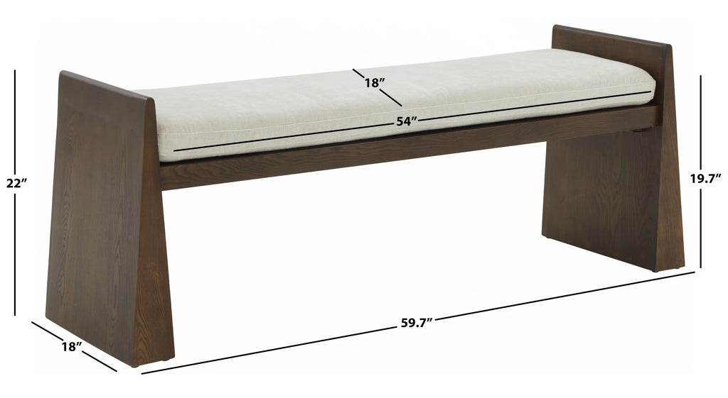 Solid Velvet Modern Bench with Wood Frame F3263