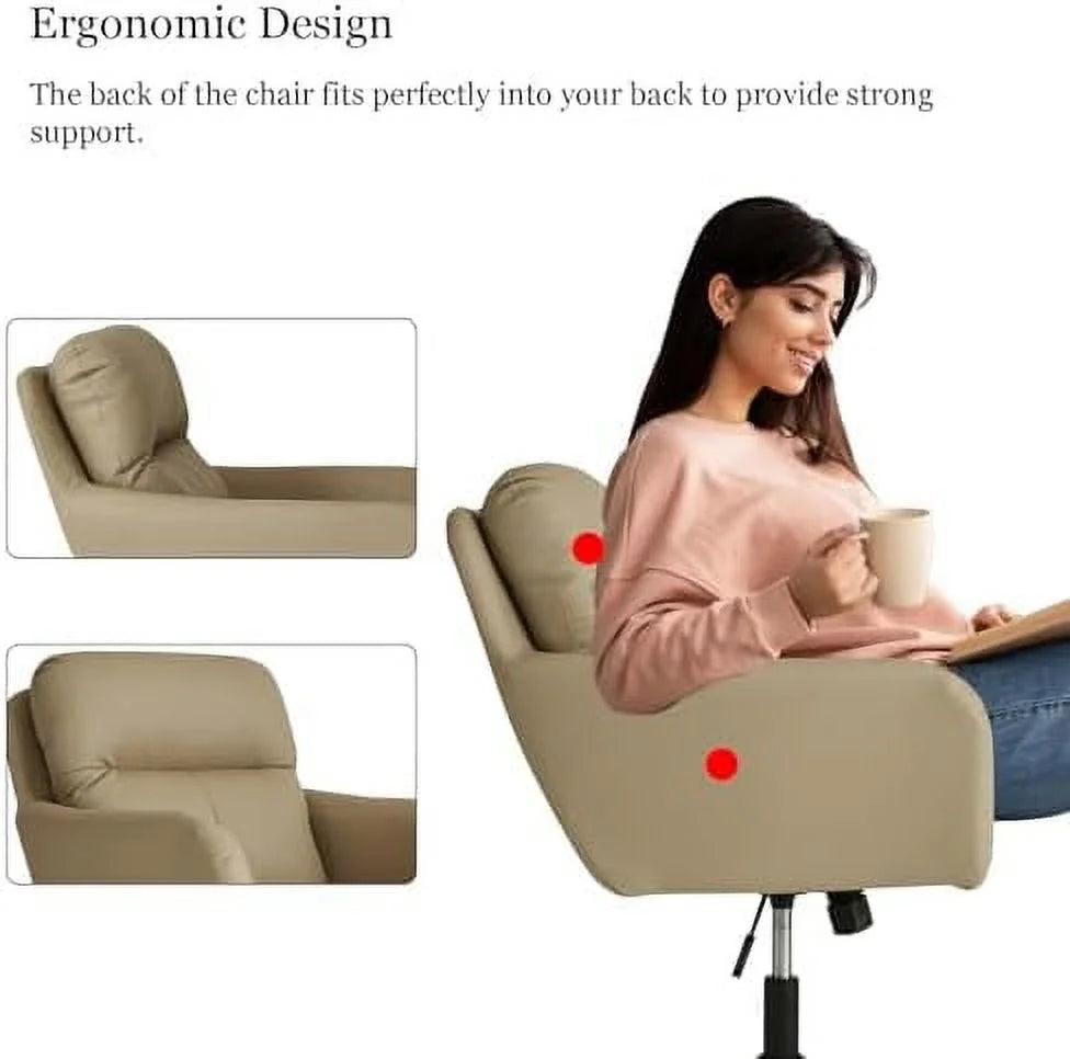 Light Grey PU Leather Office Chair with Pillow U349615
