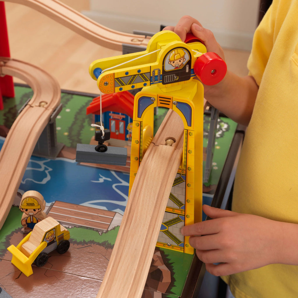Wooden Train Set and Train Table with 100 Accessories X253