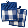 Set of 2 Navy Blue and White Buffalo Check Potholders A3358