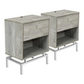 Light Gray Wood End Table with USB Port, Set of 2 N379324