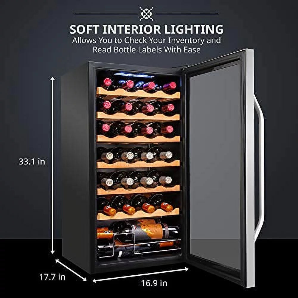 28 Bottle Compressor Wine Cooler Refrigerator with Lock N4522