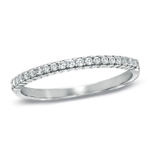 0.57 ct Round Cut Natural Diamond SI1-SI2 J-K Solid 14K White Gold Stackable Ring O1537