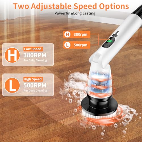 Cordless Electric Spin Scrubber with Long Handle W341