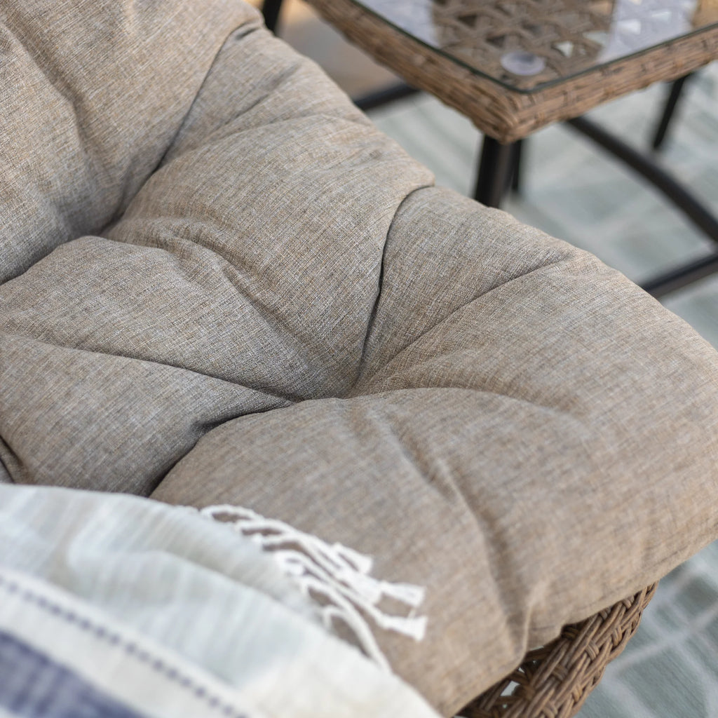 Outdoor Patio Papasan Chair Set with End Table O807851