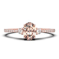 Oval Cut Morganite And Diamond Moissanite Engagement Ring in 10k Solid Rose Gold C5768