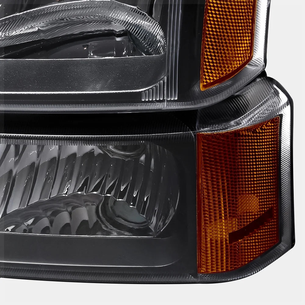 Black Housing Headlight Amber Signal for 2003-2006 Chevy Silverado Avalanche I6060