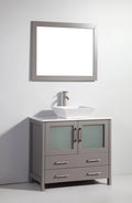 36 in. Single Sink Vanity Cabinet with Ceramic Vessel Sink & Mirror Grey T500