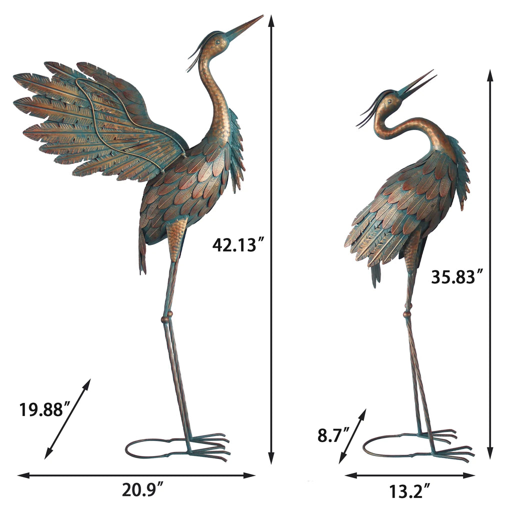 Metal Heron Garden Statues Set of 2 S78538
