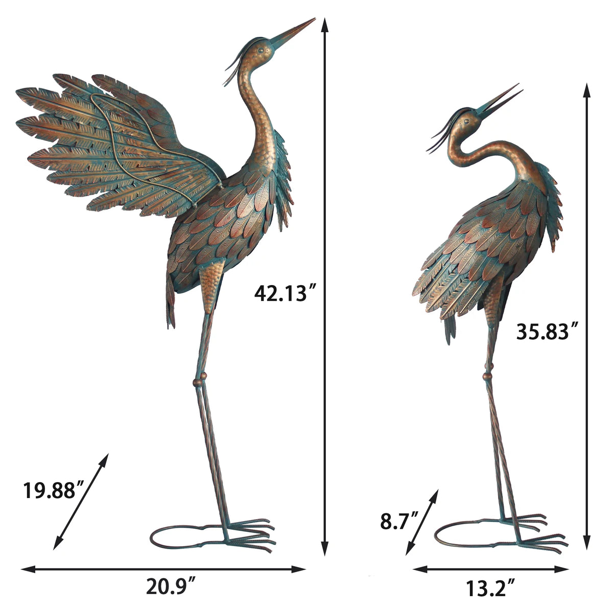 Metal Heron Garden Statues Set of 2 S78538