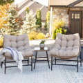 Outdoor Patio Papasan Chair Set with End Table O807851
