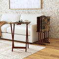 5-piece Faux Marble Folding Snack Tray Table Set I720787