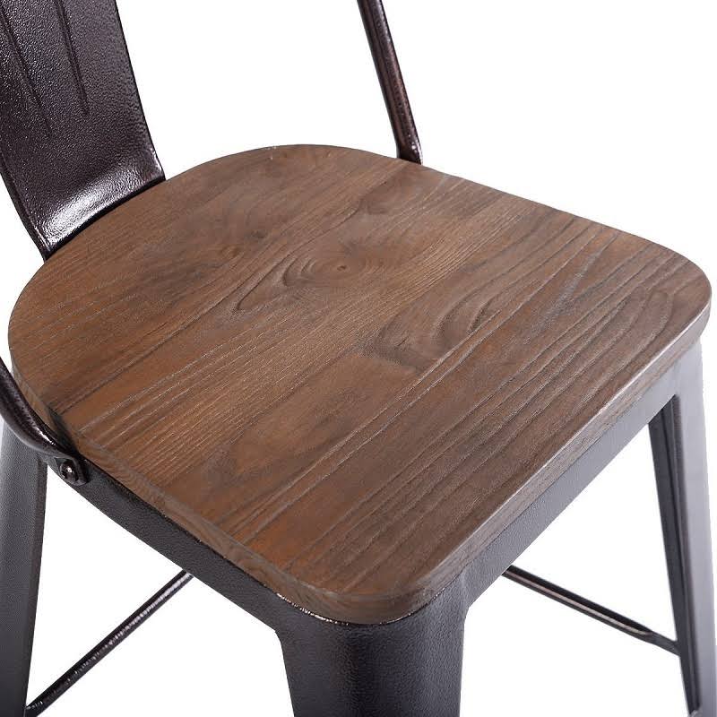 Copper Set of 4 Metal Wood Counter Stool Bar Chairs G260