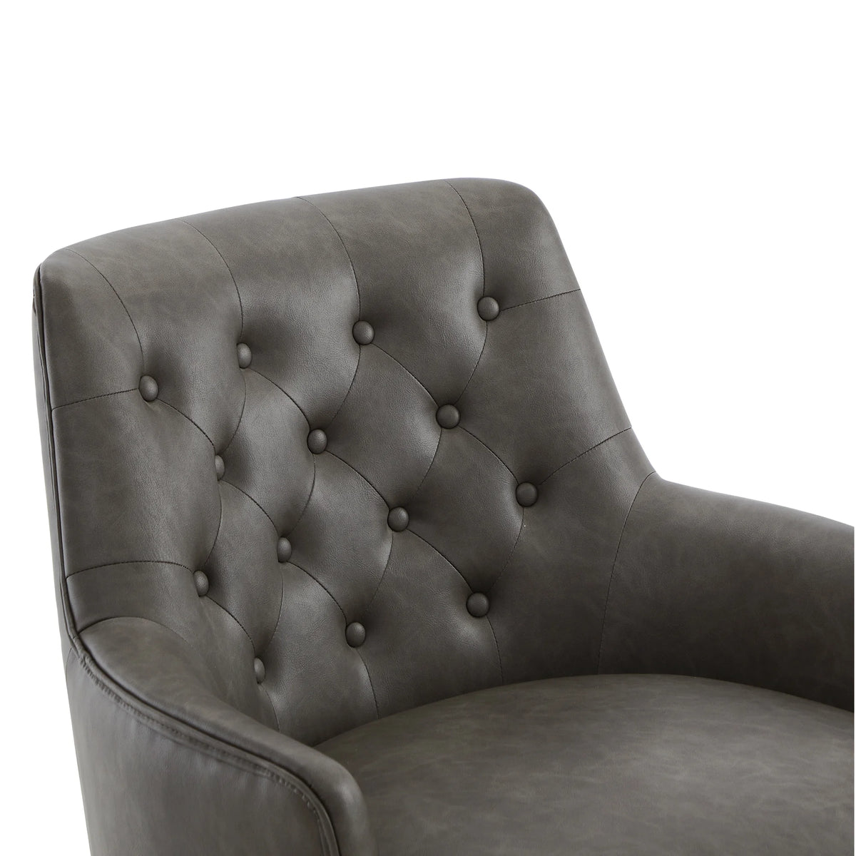 Dark Gray Faux Leather Swivel Barrel Accent Chair M9061