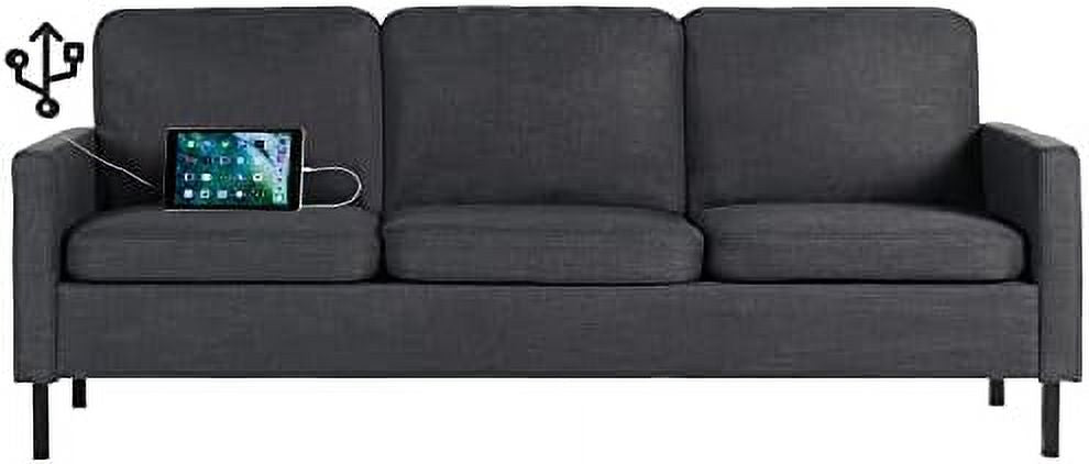 72" W Fabric 3 Seater Couch with 2 USB I710926