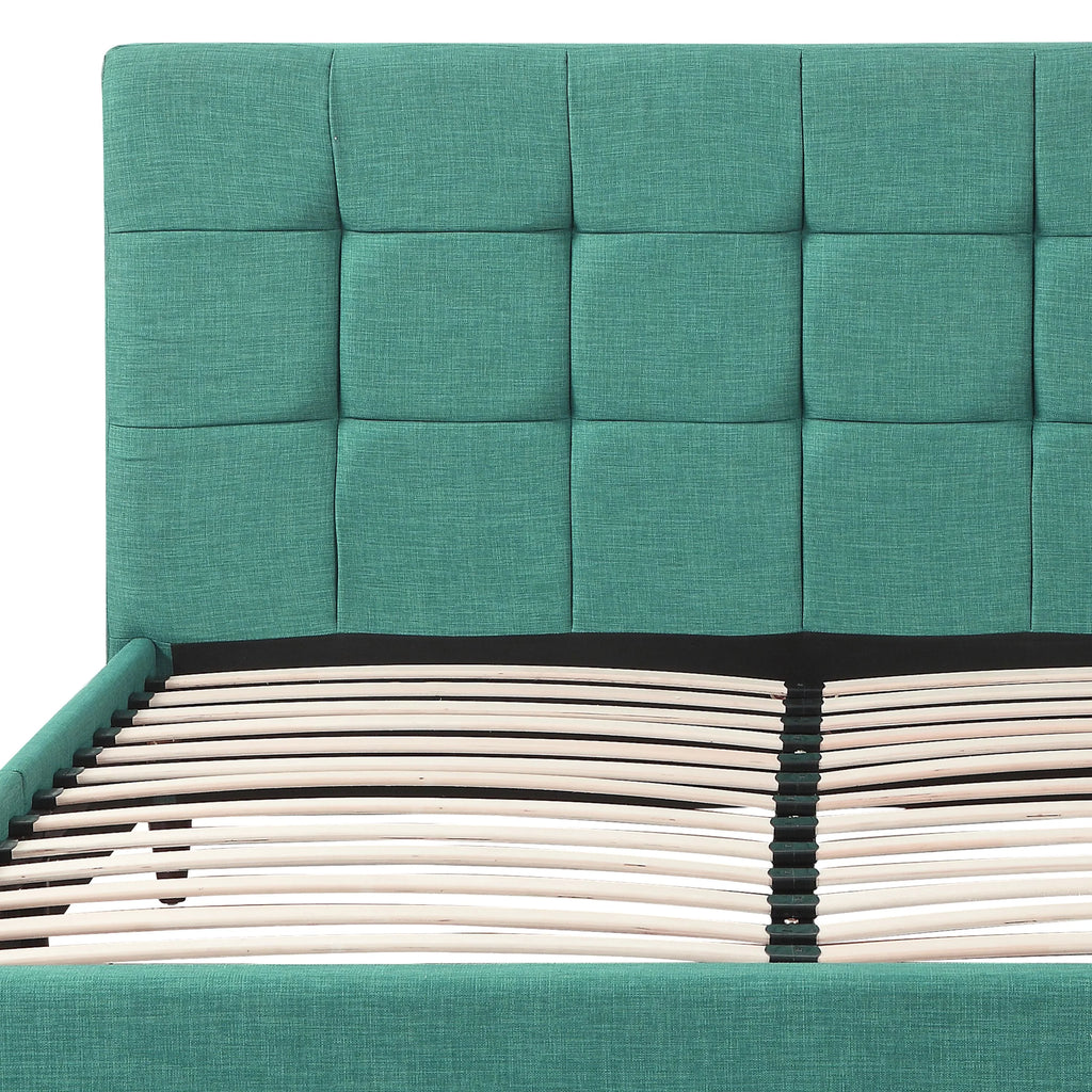 Blue California King Upholstered Platform Bed with Wooden Slats I75203
