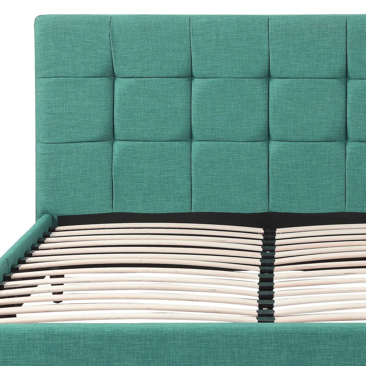 Blue California King Upholstered Platform Bed with Wooden Slats I75203