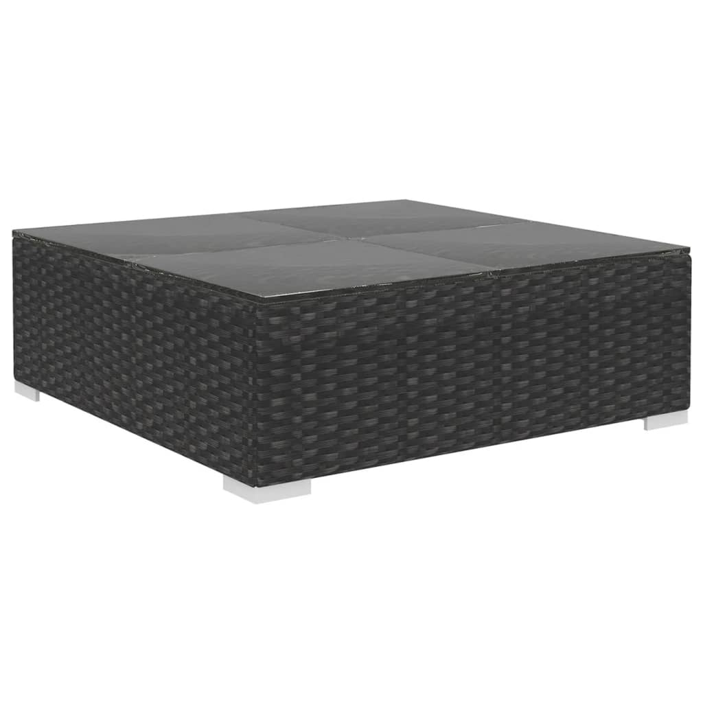 10 Piece Black Poly Rattan Outdoor Sectional Sofa Set Y29031