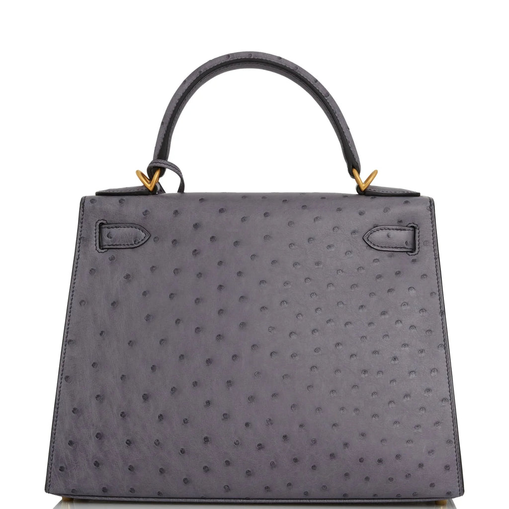 Gris Agate and Gris Perle Ostrich Bag R815