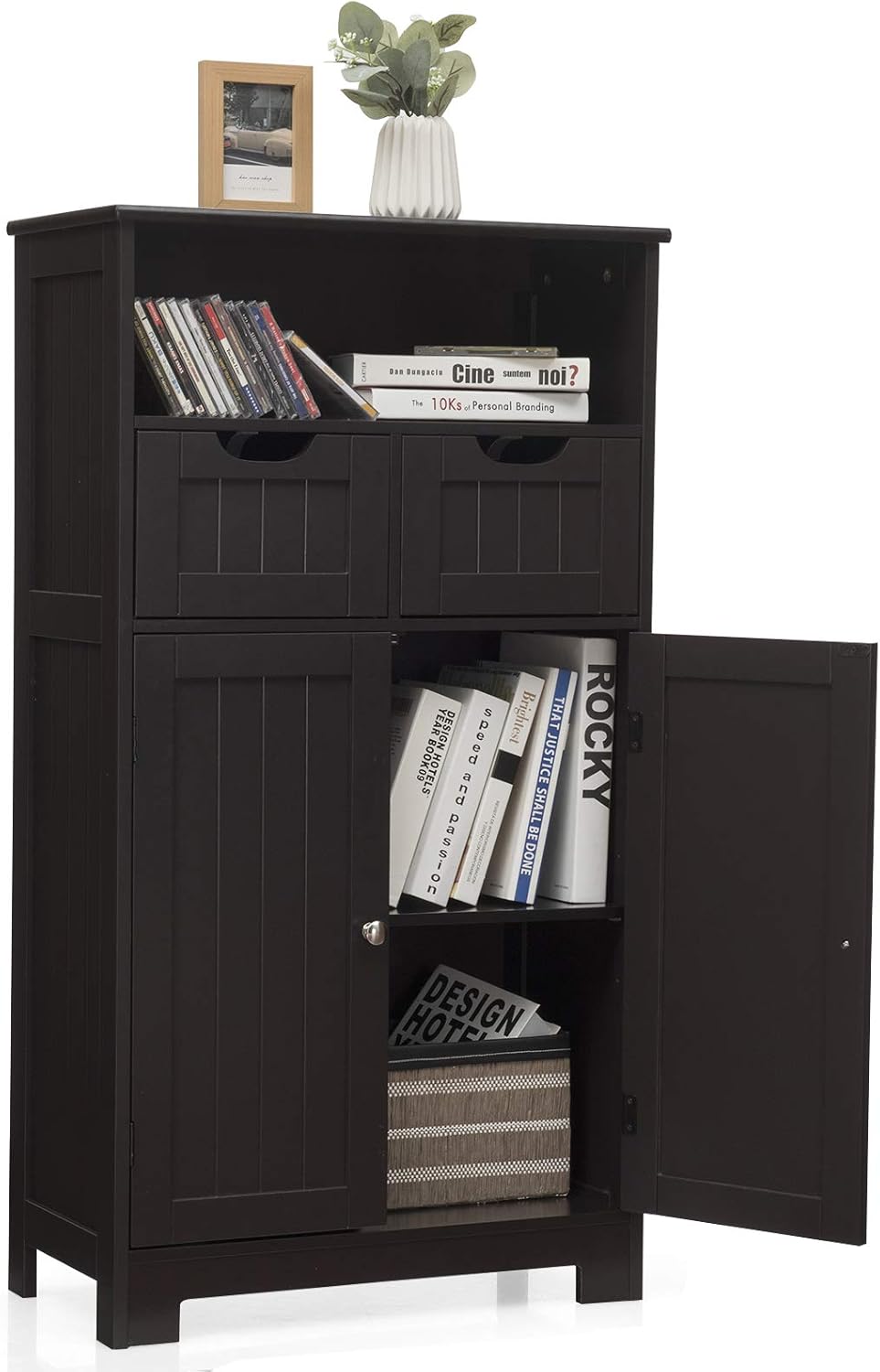 Grey Bathroom Floor Cabinet with Two Doors and Two Adjustable Drawers I793383