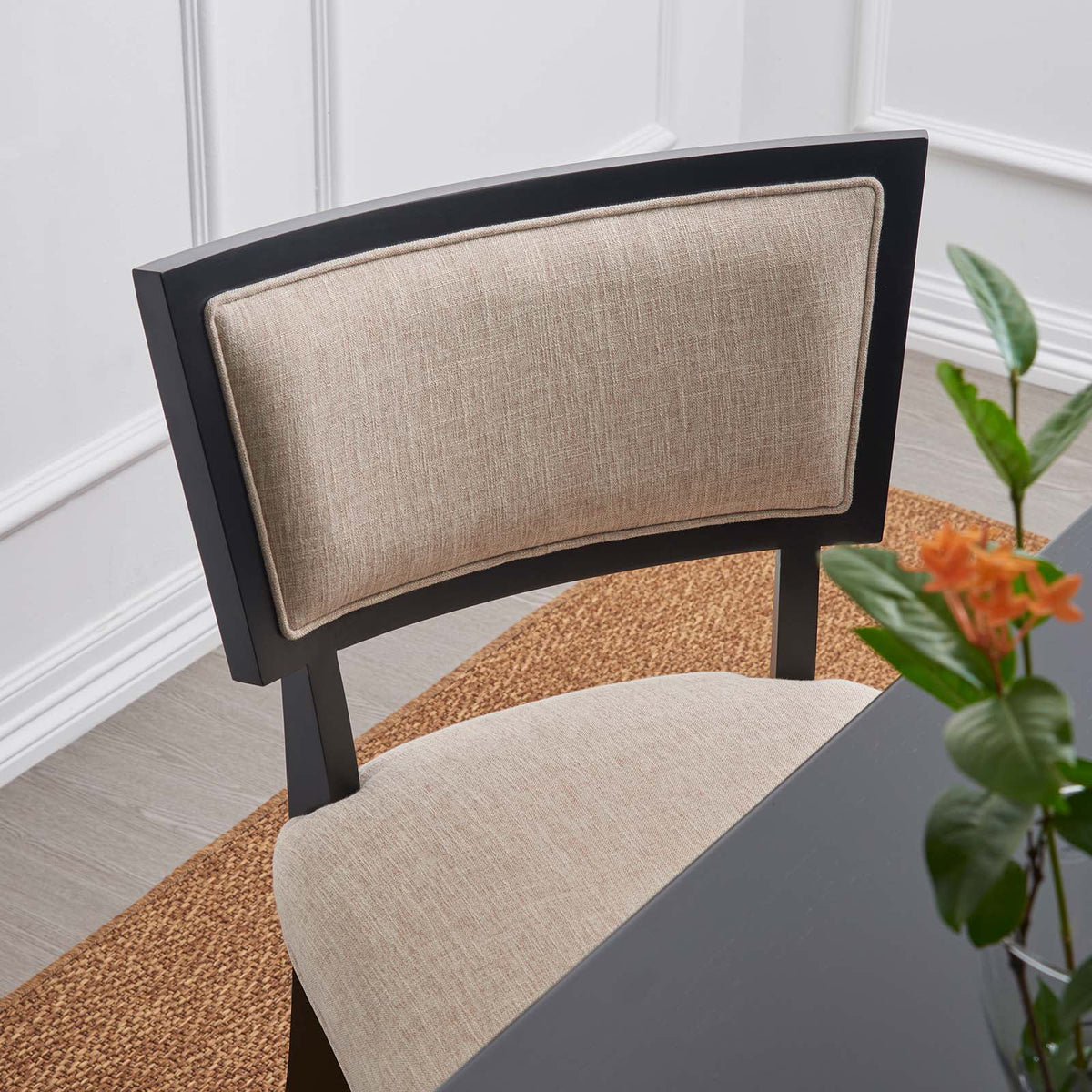Beige Upholstered Fabric Dining Chairs Set of 2 V96218