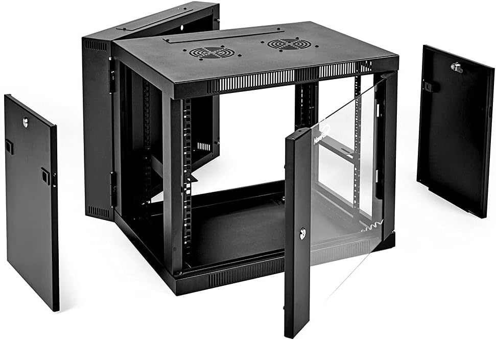 9U Wall-Mount Network Cabinet Enclosure with Glass Front Door H234516