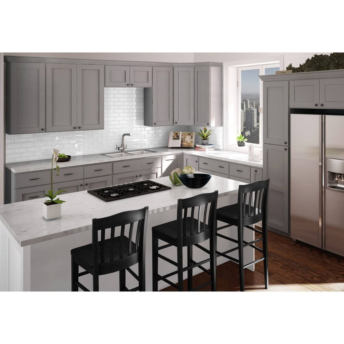 Double Door Wall Cabinet with Dove Gray D848