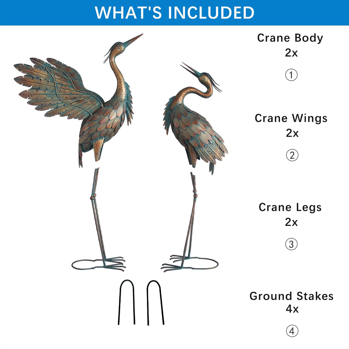 Metal Heron Garden Statues Set of 2 S78538