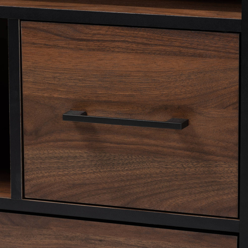 Walnut Brown 1-Drawer Wood Bookcase J810241