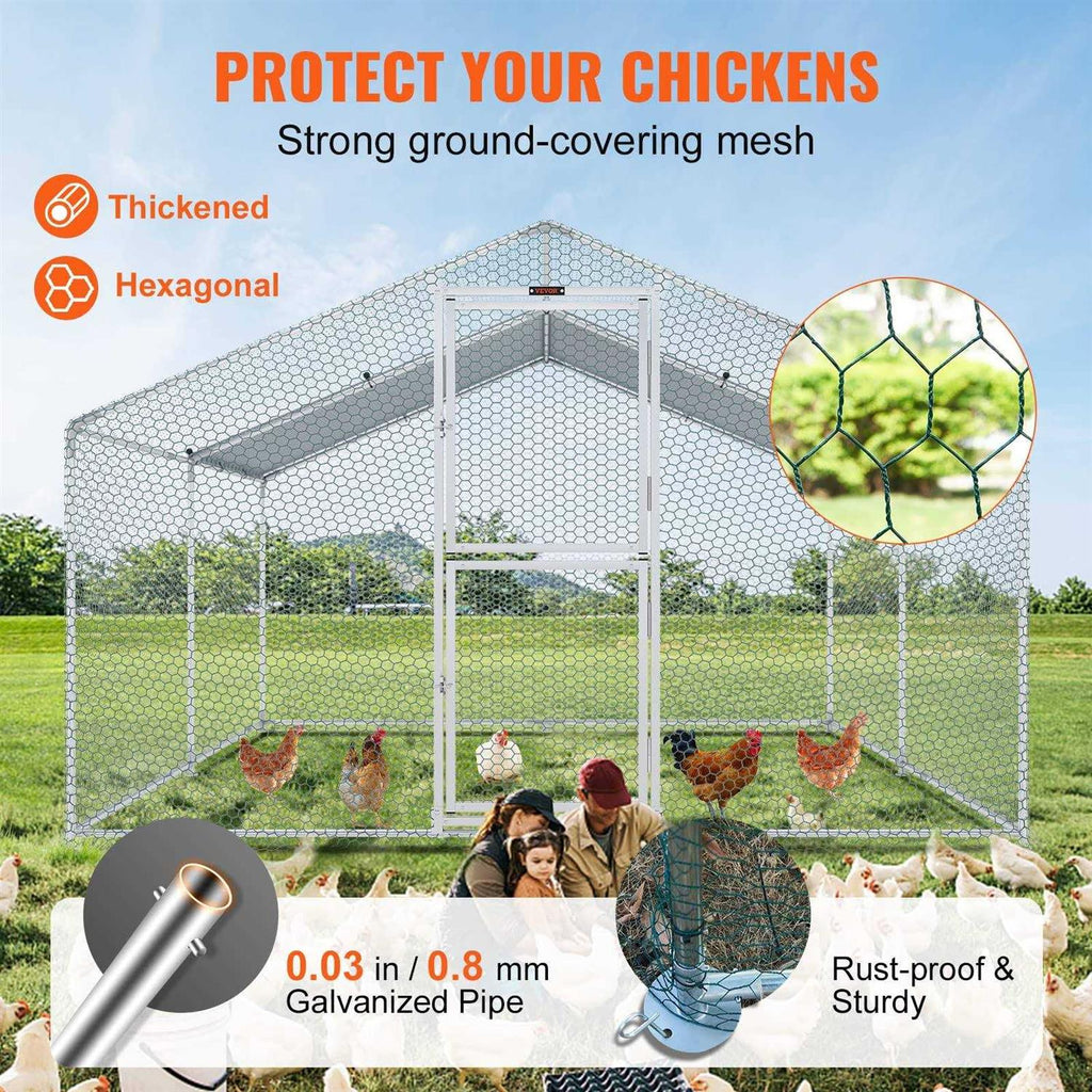 Large Metal Chicken Coop with Run and Waterproof Cover M74687