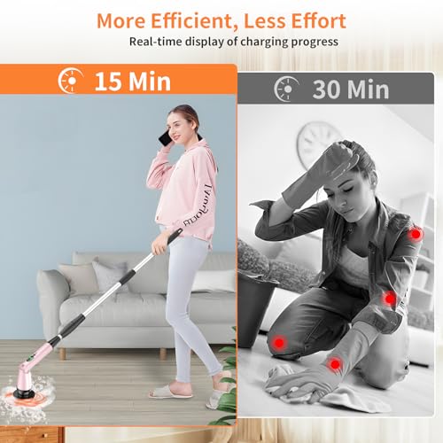 Cordless Electric Spin Scrubber with Long Handle W341