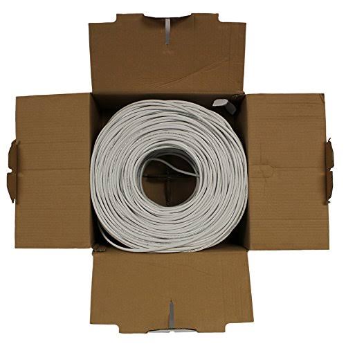 Cat6 1000ft CCA UTP Solid 23AWG White 550MHz Bulk Ethernet Cable C370